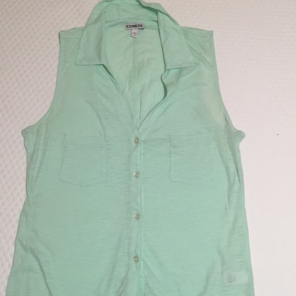 Express Mint Collared Tank EUC